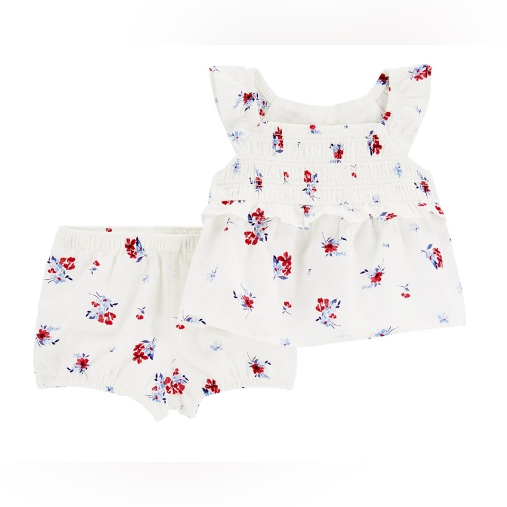 NWT Baby Girls 2-Piece Ditsy Floral Smocked Set